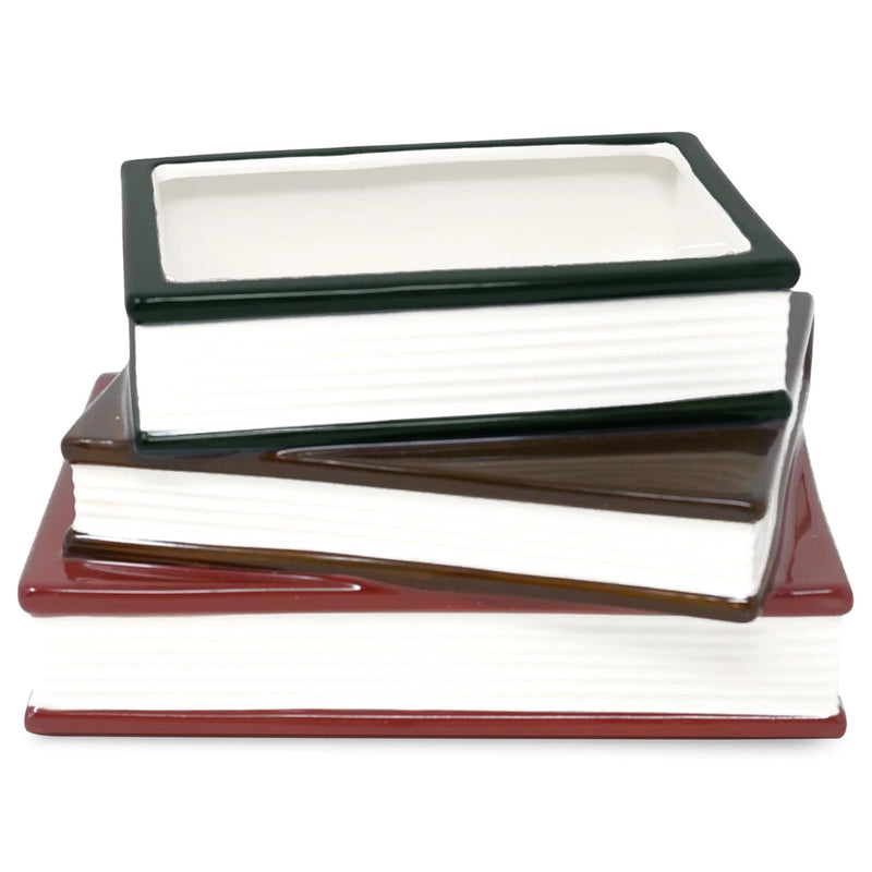 Steel Mill & Co Sherlock stacked book planter top view showing the wide planting opening and ribbed page detailing