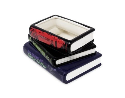 Angled view of the Steel Mill & Co Gothic Stories stacked book planter