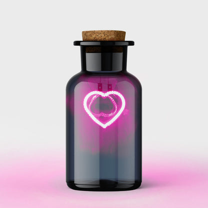 Love Potion - Pink Neon Heart in a Glass Bottle